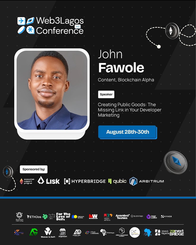 John of Blockchain Alpha (@jofawole) on Twitter photo I’ll be speaking at <a href="/Web3LagosCon/">Web3Lagos Conference</a>, and this is why my talk is so important for your career…
many individuals and firms in the industry don’t seem to contribute so much value outside of their business objects.
this is what I mean:
a content strategist who only does his job at I’ll be speaking at <a href="/Web3LagosCon/">Web3Lagos Conference</a>, and this is why my talk is so important for your career…
many individuals and firms in the industry don’t seem to contribute so much value outside of their business objects.
this is what I mean:
a content strategist who only does his job at