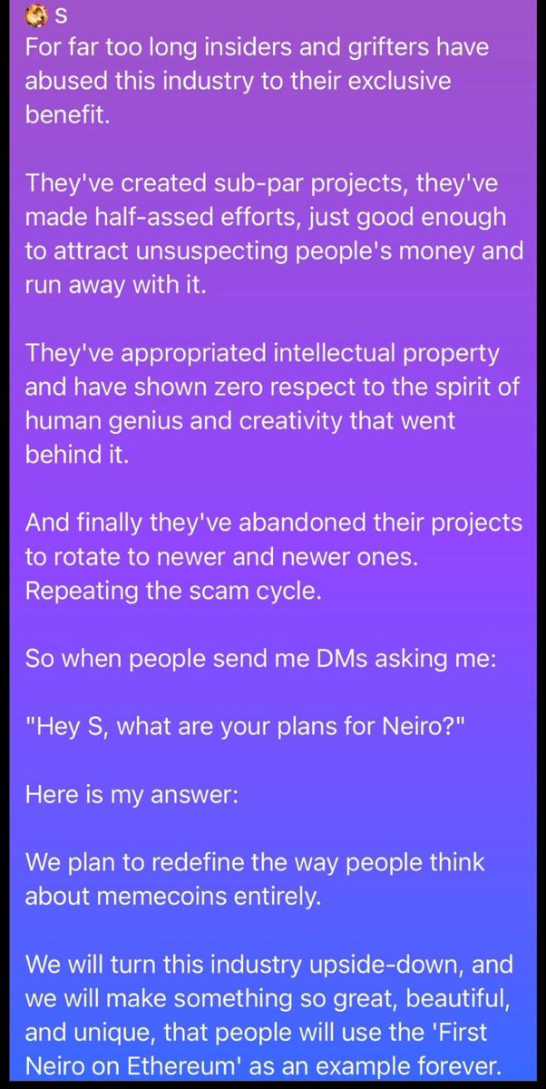 I believe <a href="/S_pcptree/">S</a> has the potential to become an iconic figure like RyoshiResearch. His future is incredibly bright, and I’m confident <a href="/VitalikButerin/">vitalik.eth</a> will be inspired by his work. Super bullish on $NEIRO <a href="/neiro/">Neiro</a> ! 

Do Only Good Everyday