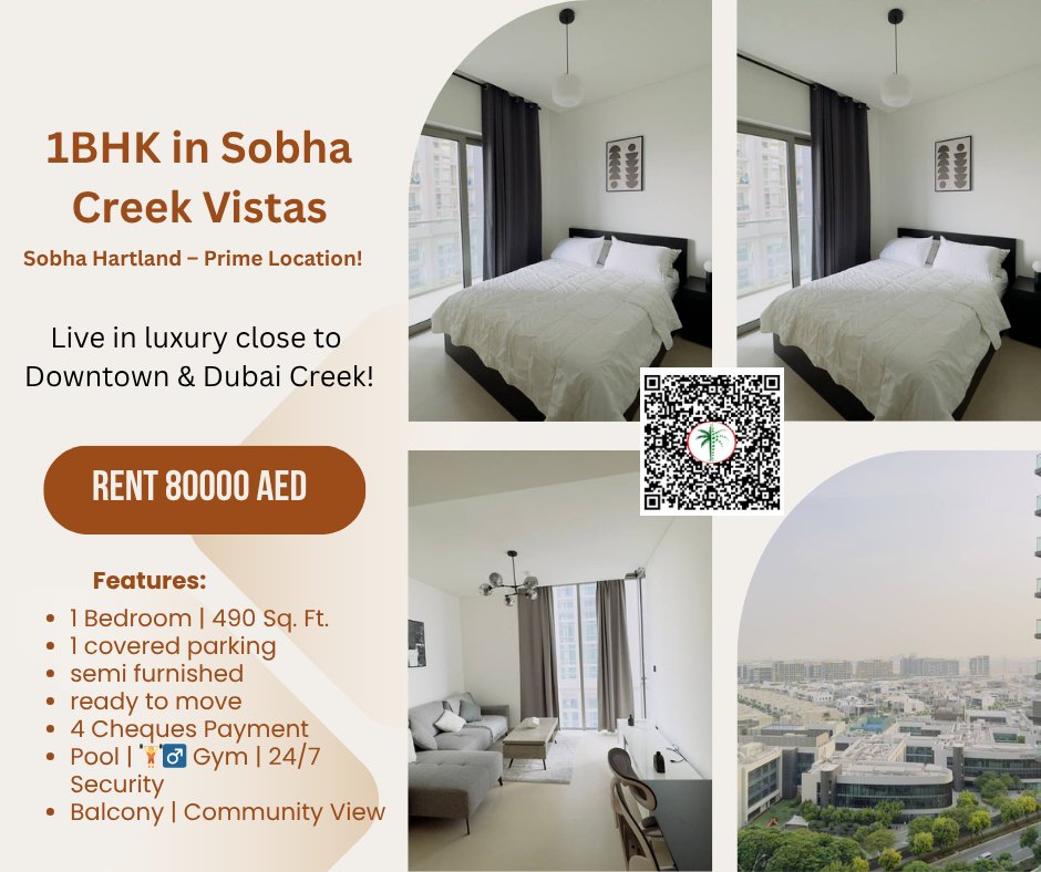 sanassnu's tweet photo. 🏡 1BR | Semi-Furnished | Balcony | AED 80K/year | 4 cheques
📍 Sobha Creek Vistas, Sobha Hartland
✅ Pool | Gym | Kids Area
DM for details &amp; viewing!
#DubaiRent #SobhaHartland #DubaiHomes https://t.co/sTzreoov4D