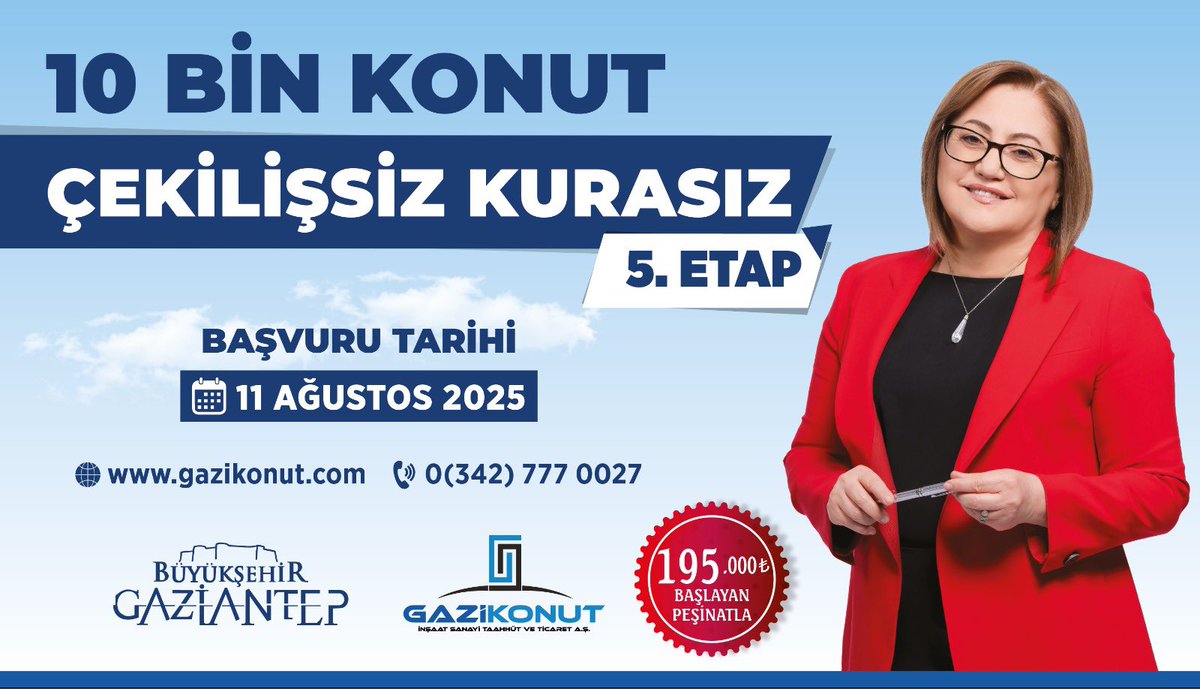 GAZİANTEP BÜYÜKŞEHİR BELEDİYESİ’NDEN EV SAHİBİ OLMA FIRSATI

Gaziantep Büyükşehir Belediyesi ve GBB Konut olarak Kuzeyşehir ve Güneyşehir’de hayata geçirilen 10.000 Konut Projesi’nin 5. Etabını başlatıyoruz.

Bu etapta konut sahibi olmak isteyen vatandaşlarımız için çekiliş ve