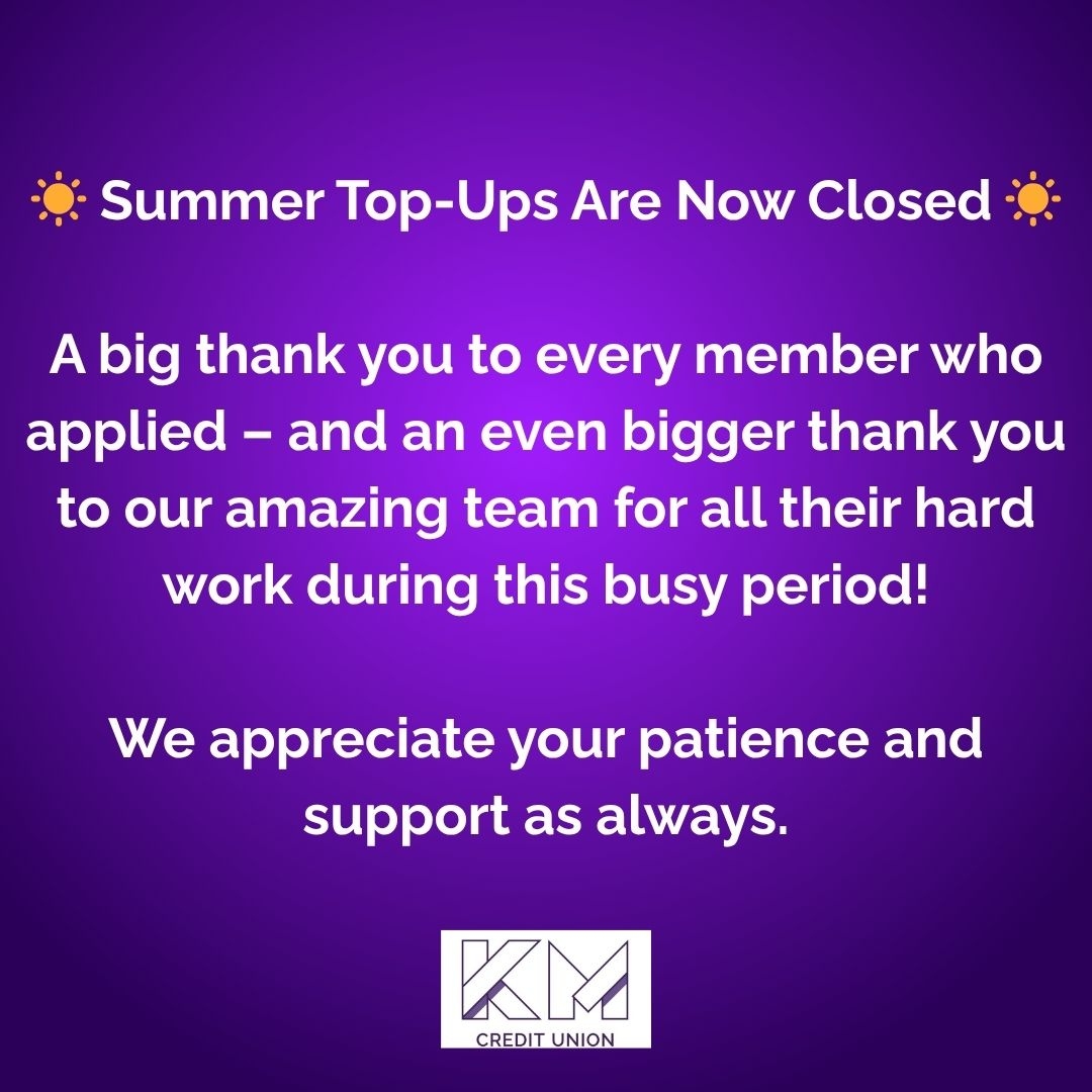 KnowsleyMutual's tweet photo. ☀️ That's a wrap on Summer Top-Ups! ☀️

Thank you to all our members who applied – and a huge shoutout to our fantastic team for their dedication and hard work during this busy time! 

We truly appreciate your continued support and patience. https://t.co/VLytdEm65B