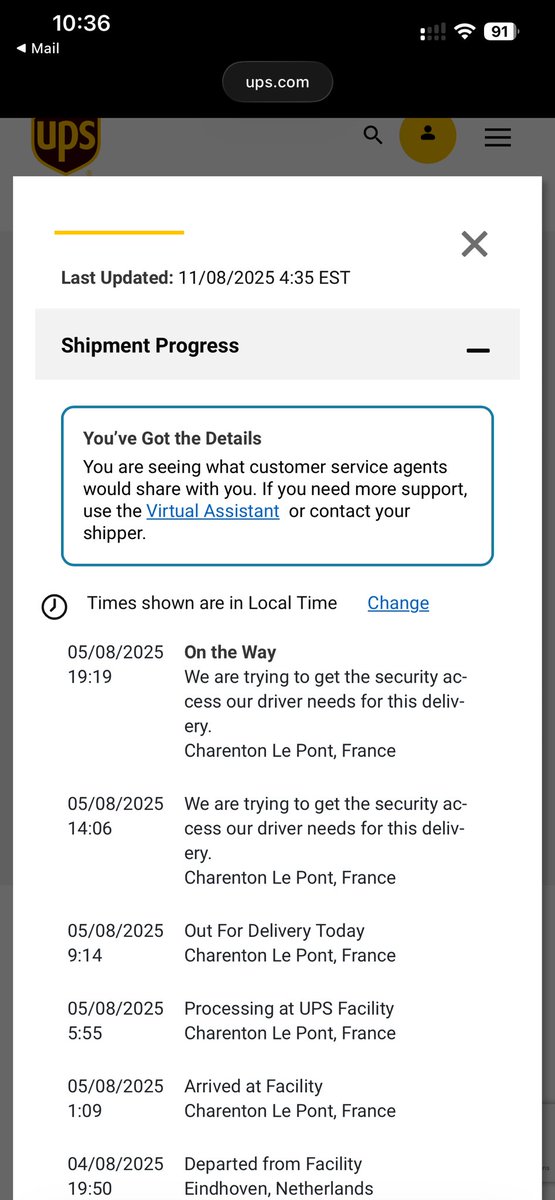 hd9274's tweet photo. @hoka j’ai passé une commande le 31 juillet livraison @ups toujours rien reçu personne répond à mon mail de réclamation ! https://t.co/9QFsbMl8t0