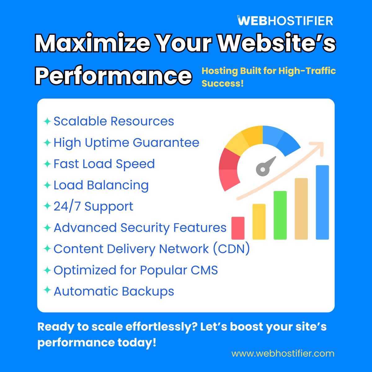 webhostifier's tweet image. Ready to scale your high-traffic website effortlessly? 

Our hosting platform ensures fast load speeds, 24/7 support, and secure performance. 

#WebHosting #HighTrafficHosting #FastWebsites #WebsitePerformance