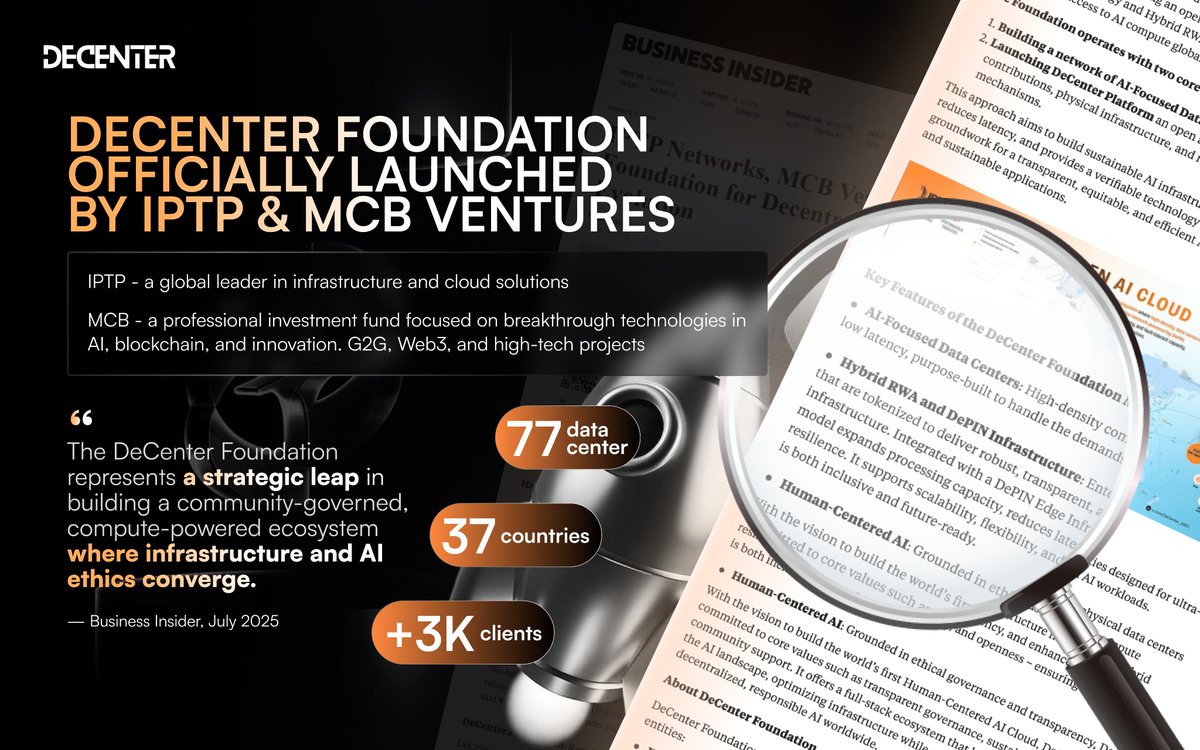 "DeCenter Foundation is laying the groundwork for a new era of AI - one where compute, trust, and governance are decentralized by design."
— Business Insider

In its latest spotlight, Business Insider introduces the launch of DeCenter Foundation - shaping a next-generation AI