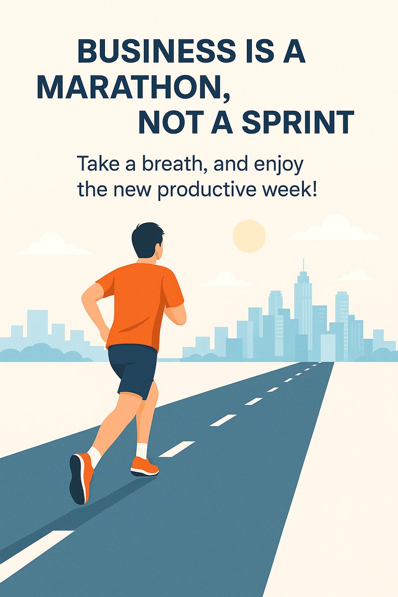 Businesses are a Marathon - Endurance wins the game.
Take a breath, find your pace, and focus on the long run. Here’s to a fresh, productive, and enjoyable week ahead! 💪