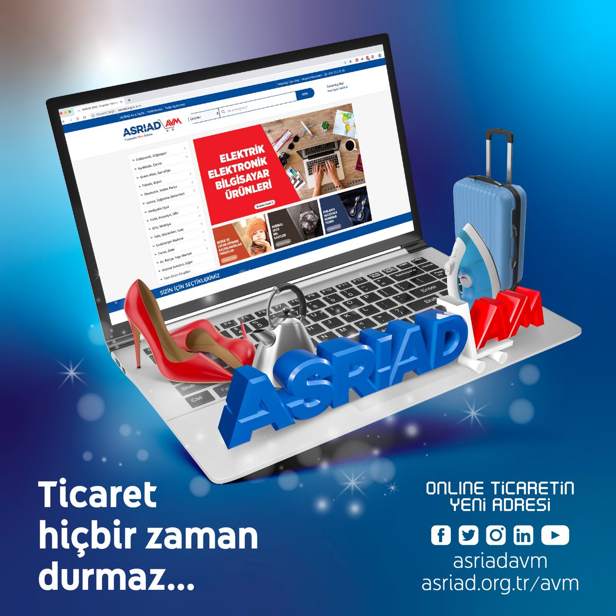 ASRİAD’a üye olmuş firmalarımızın, dünyaya açılmasını ve birçok ülkede ürünlerini tanıtabilmesini sağlamak amacıyla kurulan online platformdur.
asriad.org.tr/avm

▶️ KOMİSYON YOK
▶️ ÜCRET YOK
▶️ SINIR YOK

---
#çokludil #tedari̇kçi #onlineihracat #b2bmarketing #asriadavm