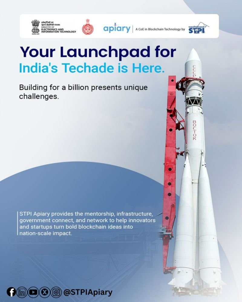 GurugramStpi's tweet photo. 🚀 Mission Blockchain !
As India charges ahead into its #DigitalDecade, @STPI_CoE_Apiary  is leading in #Blockchain &amp; #Web3 R&amp;D — empowering startups to build secure, scalable &amp; verifiable solutions for 🇮🇳 and beyond.
👉 Visit https://t.co/8FXbKd6wFj for details.
@arvindtw https://t.co/y7WSeiQRjg