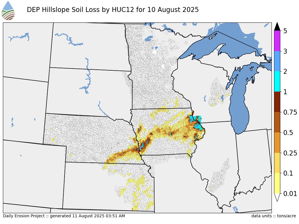 Daily Erosion output for August 10 2025 is available dailyerosion.org/map/#20250810/…