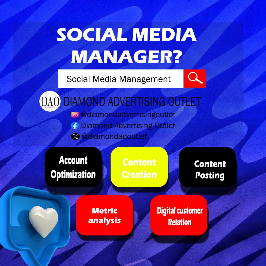 Diamondadoutlet's tweet photo. Hey good people, new week is upon us. You need to make your business have the right social media presence. We offer the best social media management services.
 #socialmediamanagement #socialmedia #socialmediacontent #dao #socialmanager #BBNaijaS10 https://t.co/PvzxT2UTvb