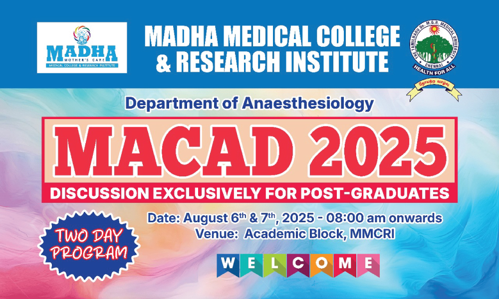SMmcri's tweet image. Macad 2025 - Two Day Program at MMCRi by Department of Anaesthesiology...
#anaesthesiology #CME
#MMCRI #MadhaMedicalCollege #MadhaHospital #SuperSpecialityHospital #Kovur #Chennai
