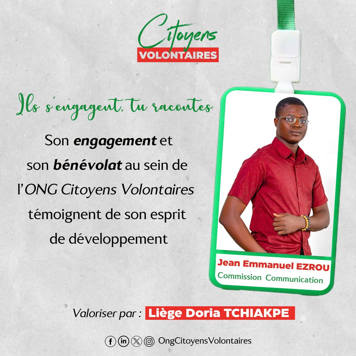 [ILS S'ENGAGENT, TU RACONTES]

À LA DÉCOUVERTE DE <a href="/ezrou_jeanJean/">Ezrou Jean Emmanuel</a>, un bénévole aux multiples facettes.

Rédactrice : <a href="/LiegeDoria/">Liège Doria</a>

Designed by : #Jimmy_HOUNDJO.
================
Jean Emmanuel EZROU, un Bénévole Aux Multiples Facettes

Dans le monde du volontariat au Bénin, il