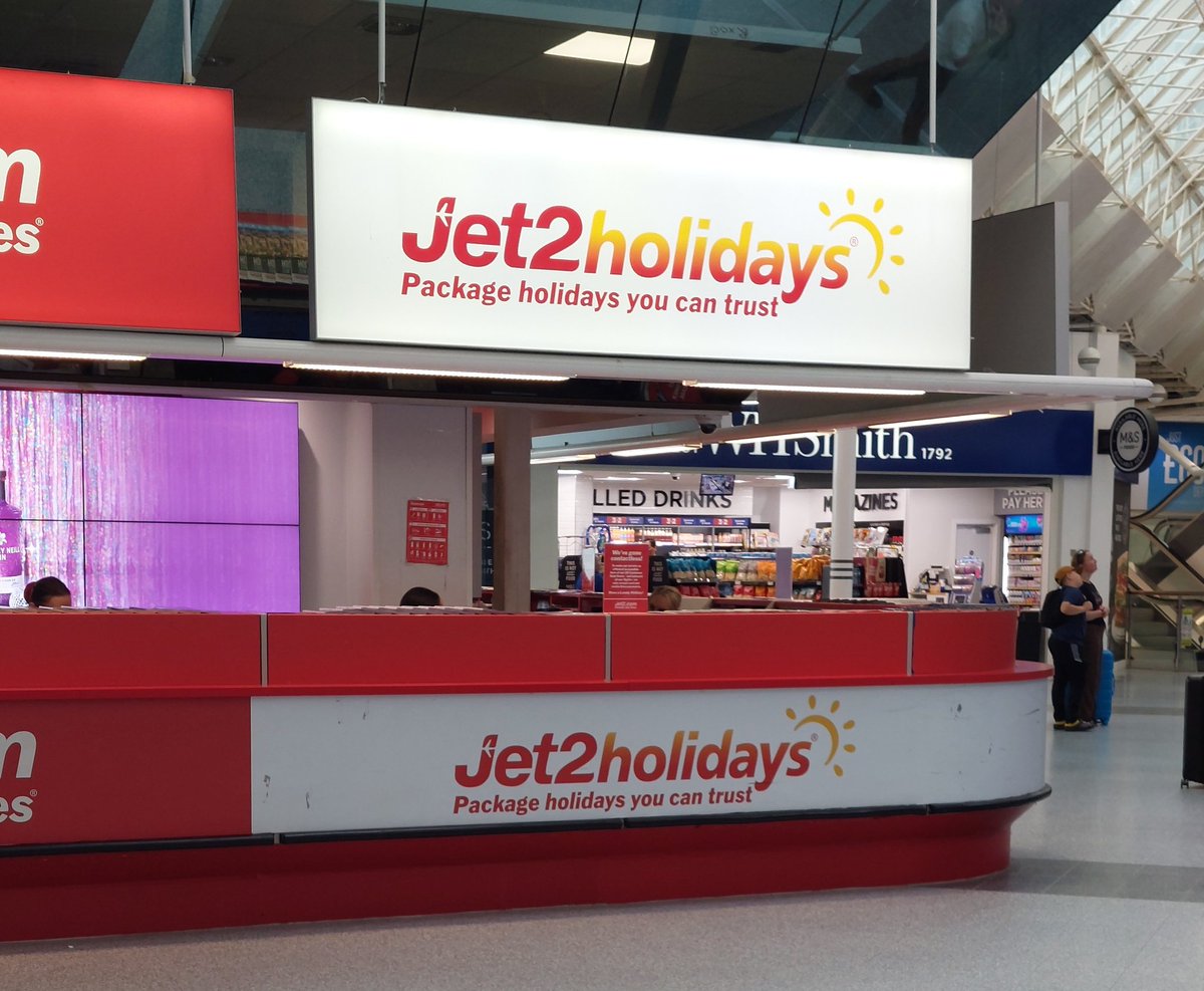 Overheard an American girl passing by this kiosk. 
"Wait Jet2 is real? I thought that was just a joke."