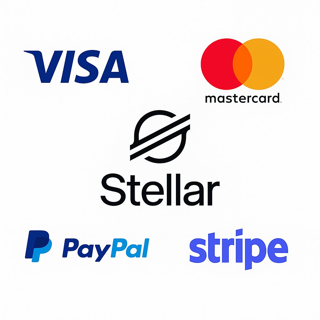Stellar $XLM Partnerships &amp; Price Scenarios

Global Partnership Overview 
• Visa – $14 trillion annually, 4.4 billion cards 
• MasterCard – $8.2 trillion annually, 210 countries 
• PayPal – $1.68 trillion annually, 434 million users 
• Stripe – $1.4 trillion annually, 1.3+