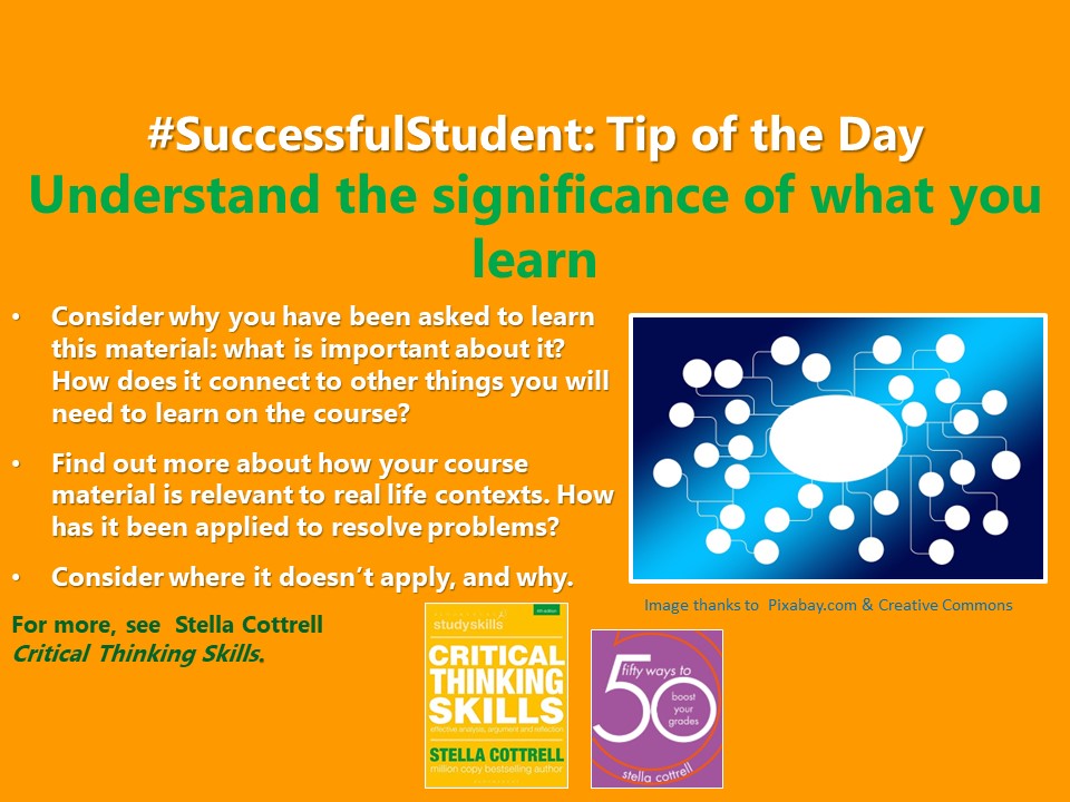 #SuccessfulStudent Understand the significance of what you learn #Students #student #study #studying #studentlife #studygram #studyplus <a href="/BloomsburyStudy/">Bloomsbury Study Skills</a> #college #collegelife #assignments #assignment #essays #essay #amwriting #unilife #uni