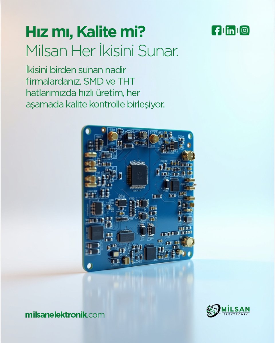 milsan_pcb's tweet photo. ⚡ Hız mı, Kalite mi? Milsan Her İkisini Sunar!
Sektörde hem yüksek hız hem de üstün kaliteyi bir arada sunan nadir firmalardanız.
SMD ve THT üretim hatlarımızda, her adımı titizlikle kontrol edilen hızlı üretim süreçlerimizle fark yaratıyoruz. https://t.co/xD6pEzWULb