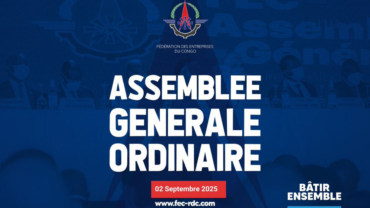 Nous avons l’honneur de porter à votre connaissance que conformément aux articles 15 alinéa 2 de nos Statuts et le point 16.3 du Règlement d’Ordre Intérieur du 10 décembre 2024, l’Assemblée Générale Ordinaire de notre Fédération se tiendra le mardi 📅 02 septembre 2025 à 🕚