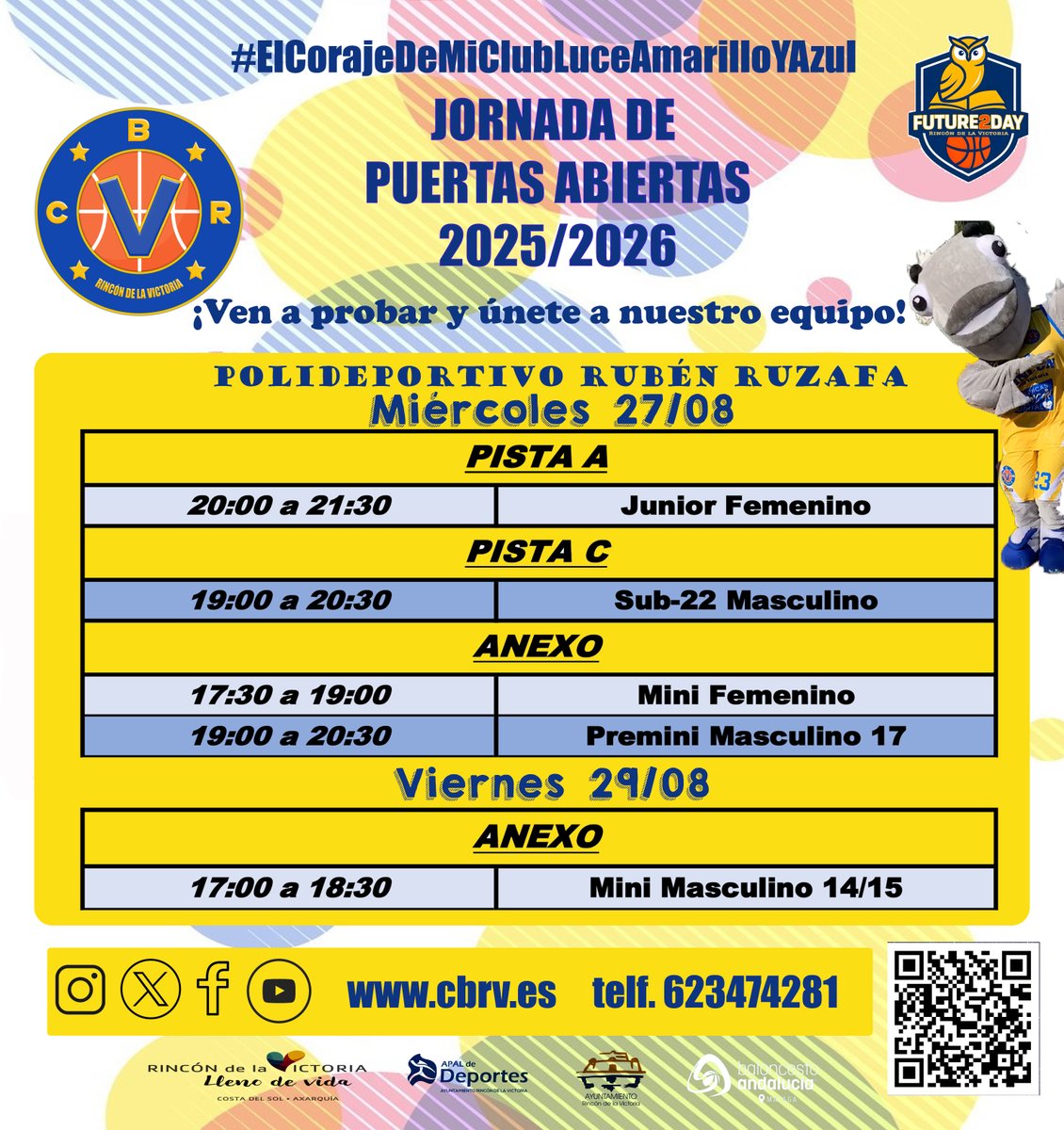 💛💙¡𝕍𝕚𝕧𝕖 𝕖𝕝 𝕓𝕒𝕝𝕠𝕟𝕔𝕖𝕤𝕥𝕠 𝕔𝕠𝕟 𝕟𝕠𝕤𝕠𝕥𝕣𝕠𝕤!

Si  el baloncesto es tu pasión (o quieres descubrirlo), este agosto el  🅲🅱🆁🆅 abre sus puertas para que vengas, pruebes y vivas la  experiencia de entrenar en un auténtico ambiente de equipo.

#CBRV #NosLateEl💛