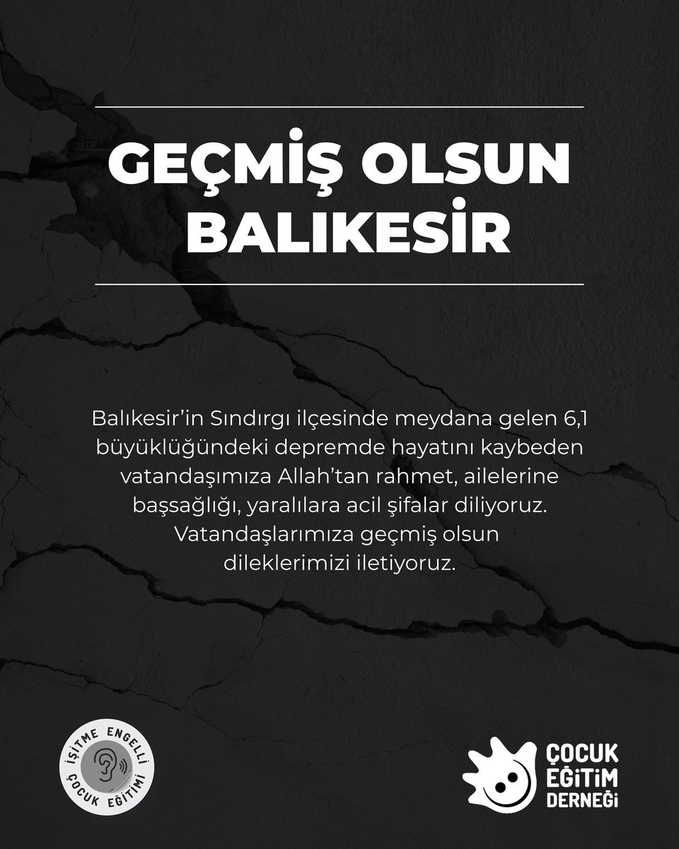 Balıkesir’in Sındırgı ilçesinde meydana gelen 6,1 büyüklüğündeki depremde hayatını kaybeden vatandaşımıza Allah’tan rahmet, ailelerine başsağlığı; yaralılara acil şifalar diliyoruz. 🇹🇷 Vatandaşlarımıza geçmiş olsun dileklerimizi iletiyoruz.

#GecmisOlsunBalıkesir
