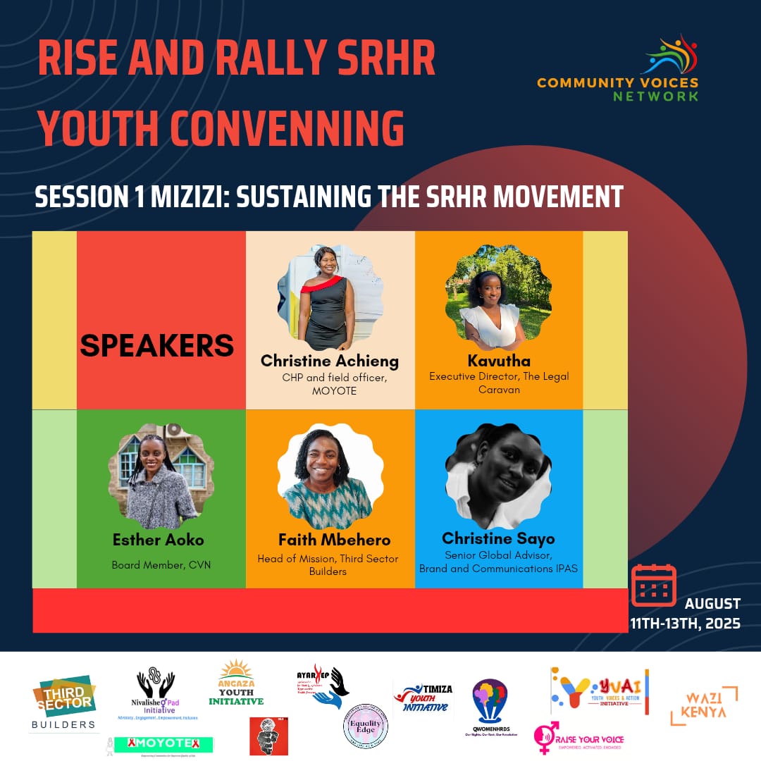 As we are sustaining the SRHR movement let us demand quality services, right to respect &amp; dignity.
#Riseandrally#communityvoicesnetwork.
