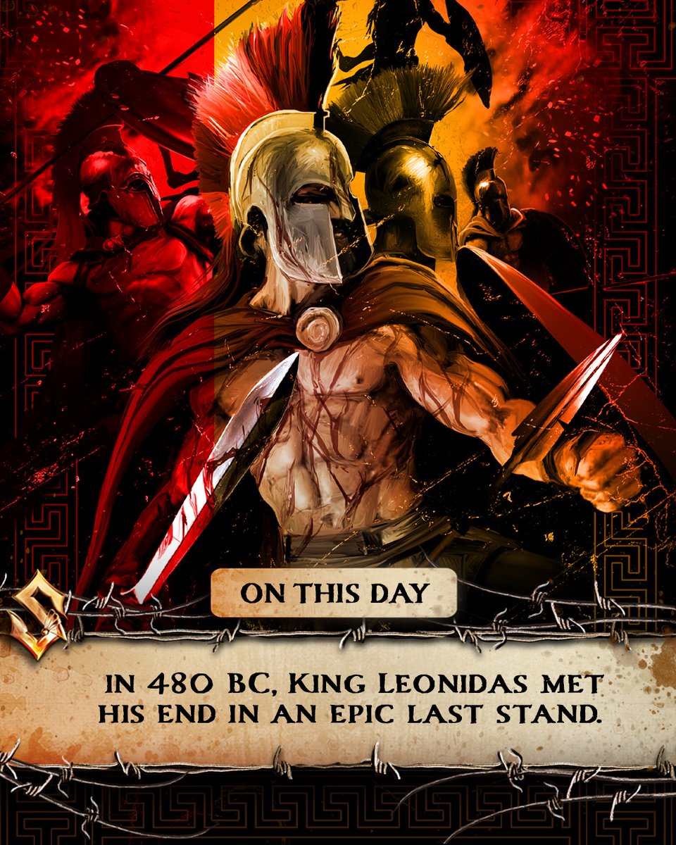 On this day in 480 BC, King Leonidas met his end in an epic last stand. With sword in hand and defiance in his heart, he stood at the narrow pass of Thermopylae, where he and his 300 Spartans faced the might of the vast Persian Empire. Outnumbered but unbroken, they fought not