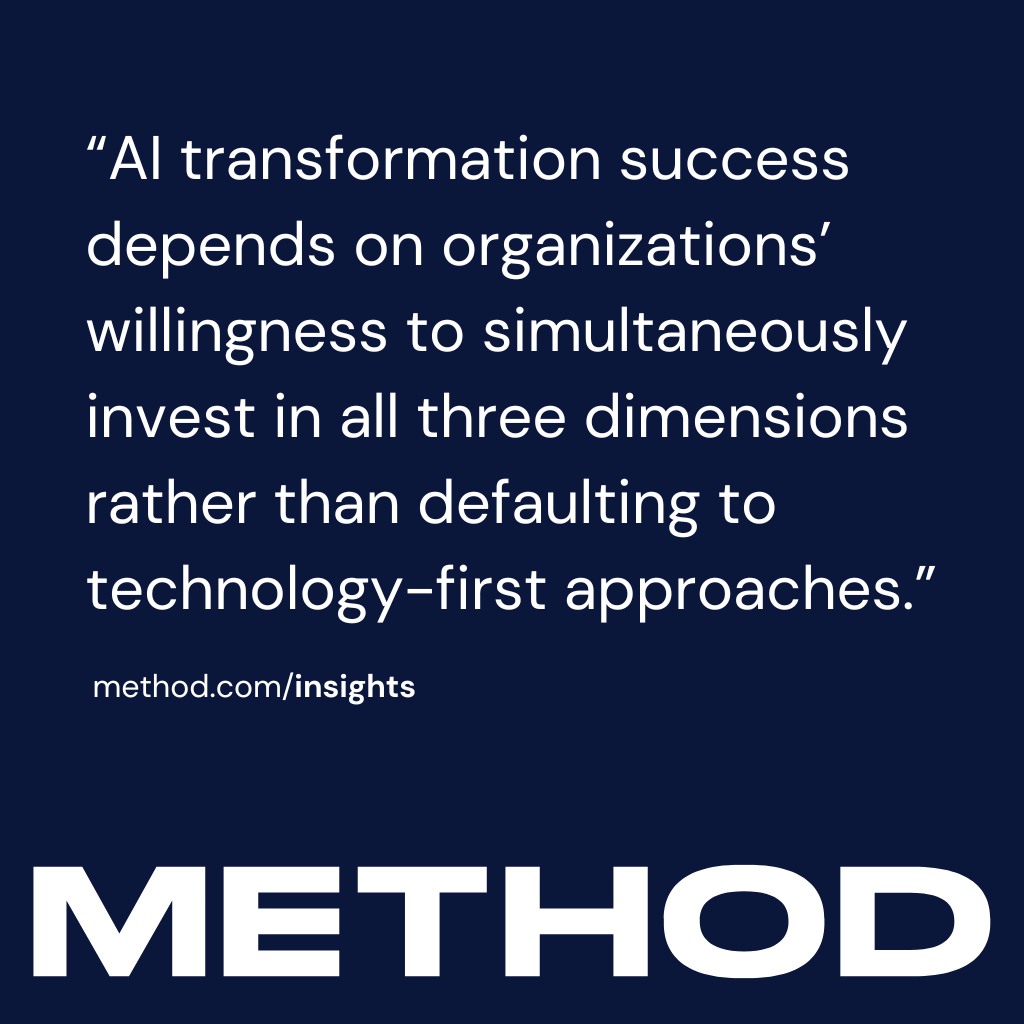 If you're treating AI as a mere technical upgrade, then you are setting your company up for failure. To ease your team's anxiety and increase the chances of long-term success, take a look at this thorough breakdown of the 3 dimensions of AI implementation. bit.ly/45vC1Qf