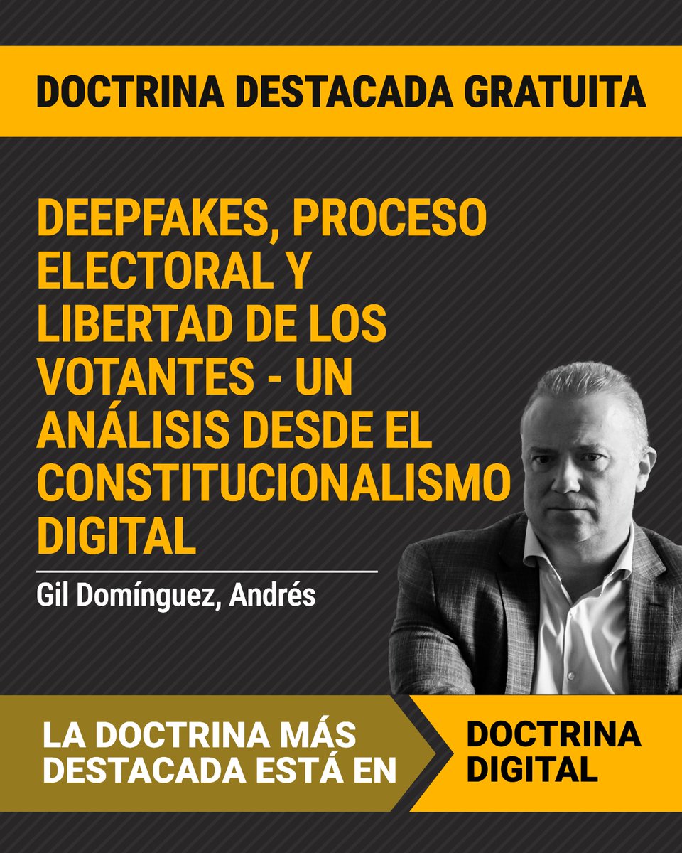 ACCEDÉ #GRATIS A LA DOCTRINA DESTACADA DEL DÍA │Deepfakes, proceso electoral y libertad de los votantes - Un análisis desde el constitucionalismo digital

#Autor: Gil Domínguez, Andrés <a href="/agildominguez/">Andres Gil Dominguez</a> 

Visita el link del contenido: rubinzalonline.com.ar/index.php/inde…