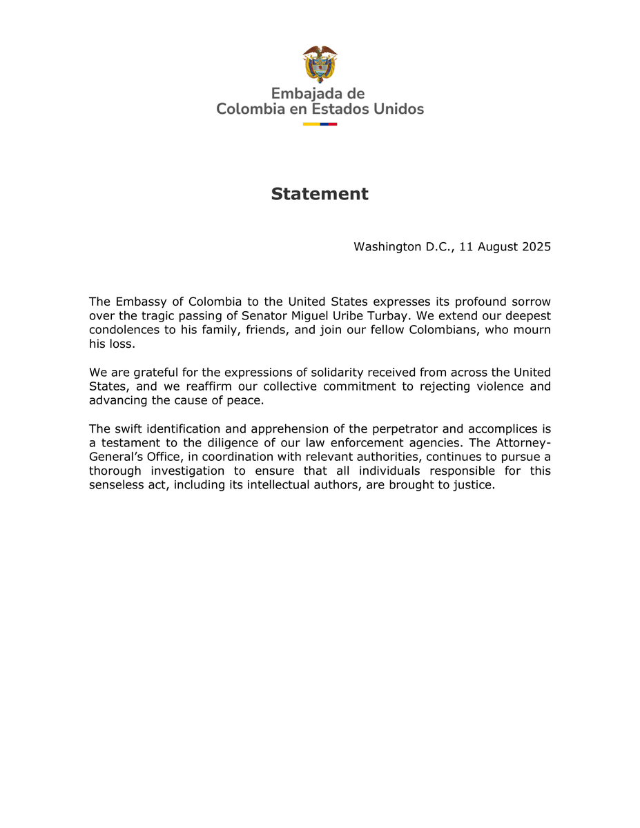 ColombiaEmbUSA's tweet photo. Statement https://t.co/pWC1VtW0Cz