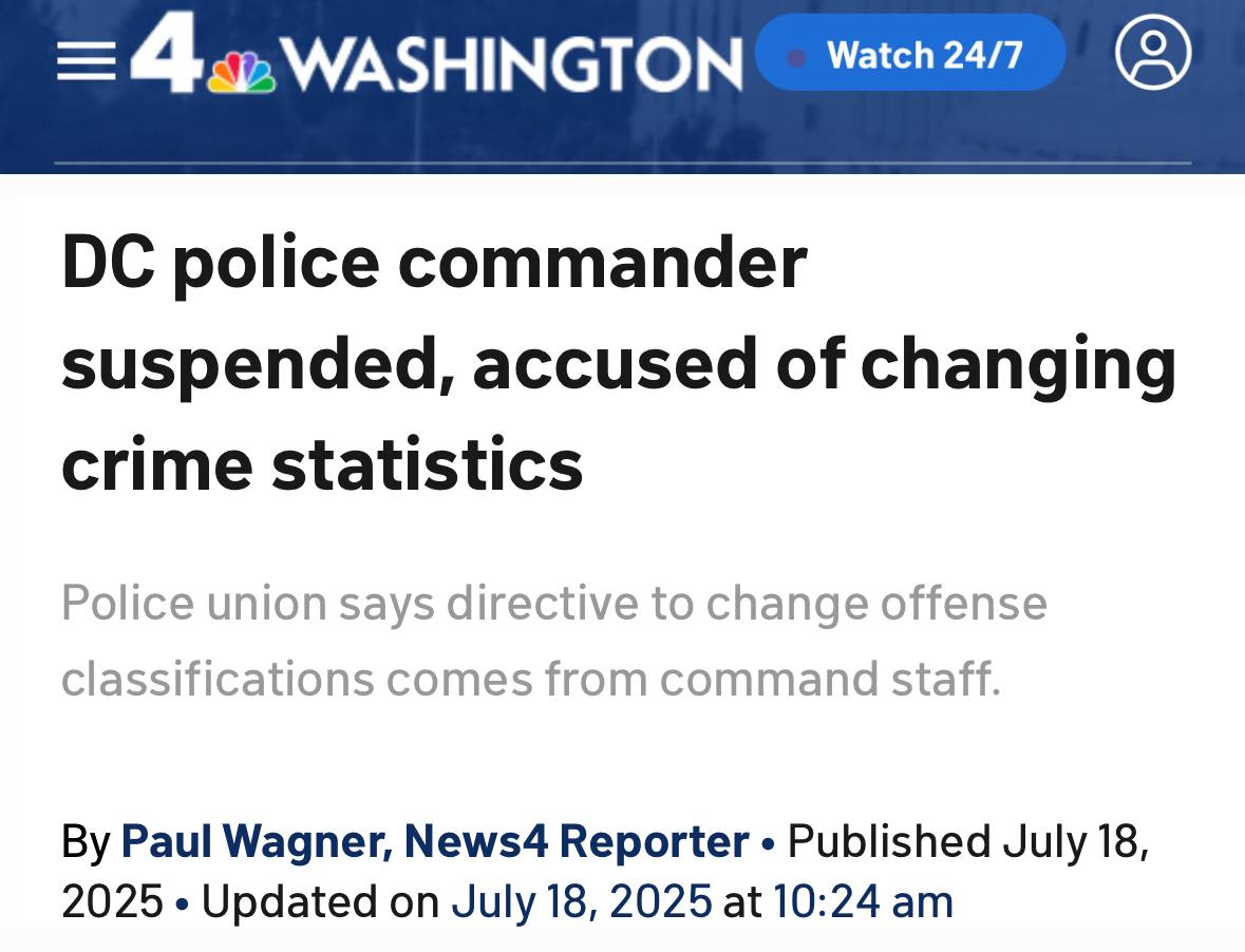 MAKE DC SAFE AGAIN

For all the "reporters" who are trying to gaslight the public into thinking DC is completely safe, here is a reminder the "stats" they are citing is not what it seems.
nbcwashington.com/news/local/dc-…