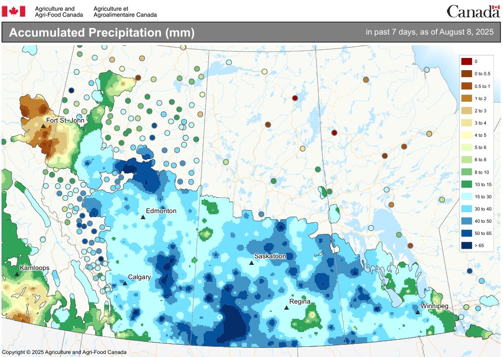 That's a lot of water over the last week (to Friday).

 Question is: Who will it hurt and who will it help?