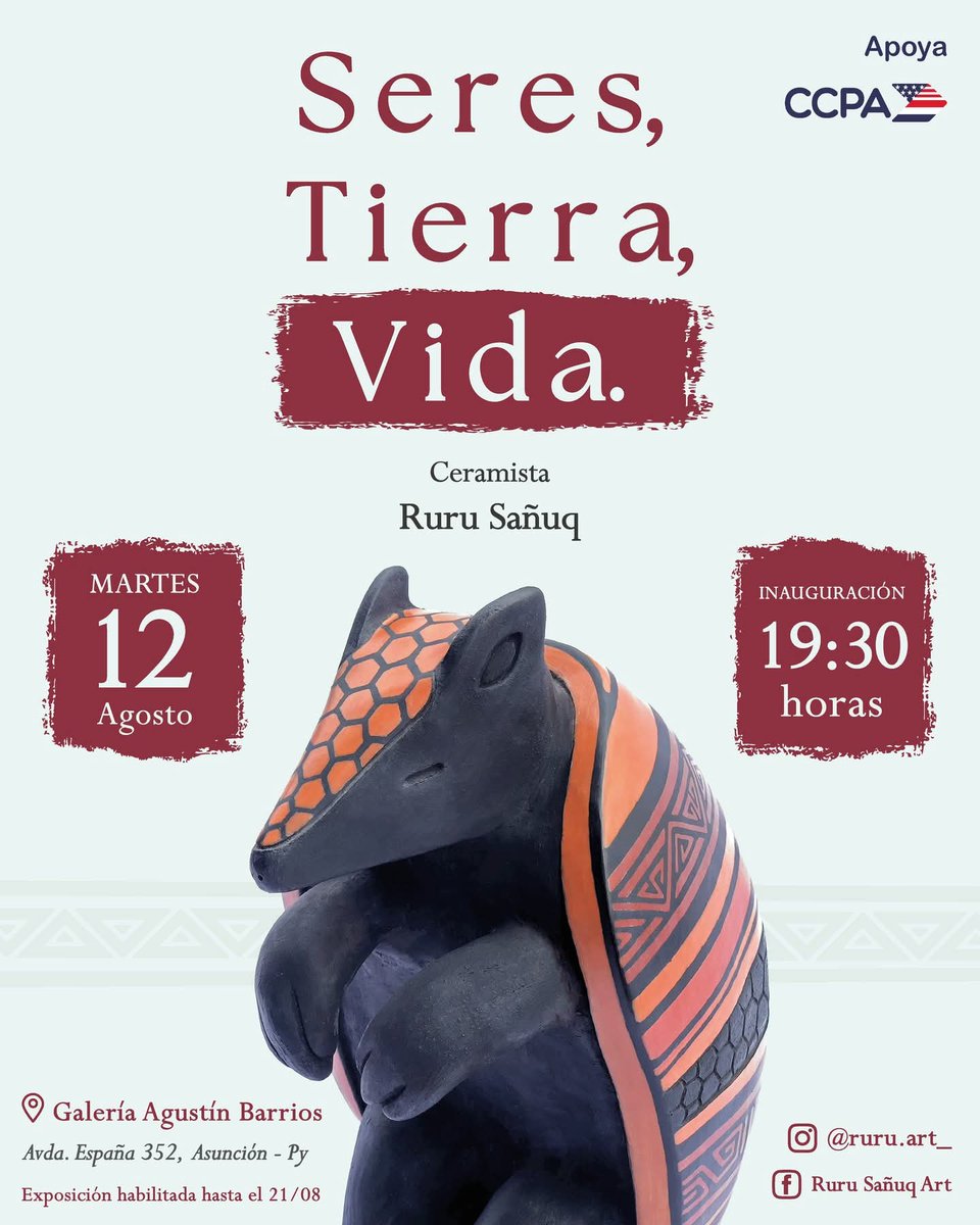 A partir de mañana martes 12 a las 19:30 h en la Galería Agustín Barrios el artista Ruru Sañuq estará exponiendo la colección Fauna y Flora del Paraguay.