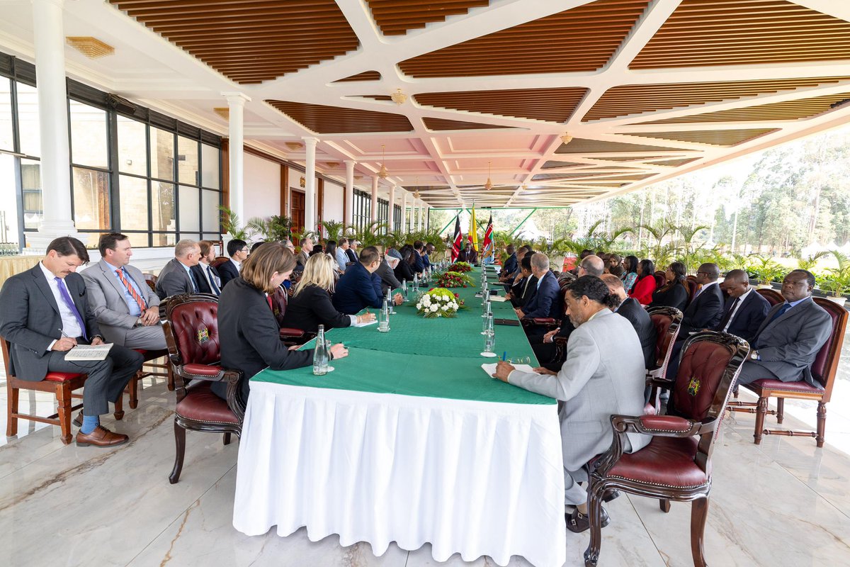 WilliamsRuto's tweet photo. Kenya and the United States enjoy strong national and sub-national ties, with California, the wealthiest State in the US, being a key partner in innovation, sustainability, and shared prosperity.

California’s leadership in technology and climate innovation, together with Kenya’s Silicon Savannah and our vibrant, young and digitally+skilled workforce, creates unmatched opportunities for collaboration. Kenya leads in climate action, with a 93% renewable energy grid, targeting 100% by 2030 and 100GW by 2040.

Together, we are advancing clean energy systems, smart agriculture, research, AI, trade, and clean transportation, including the upcoming Africa Clean Transportation Centre of Excellence in Nairobi.

Hosted a delegation of California State Secretaries and private sector led by State Secretary of Transportation Toks Omishakin. Also present was US Embassy Charge d'Affaires Carla Benini.