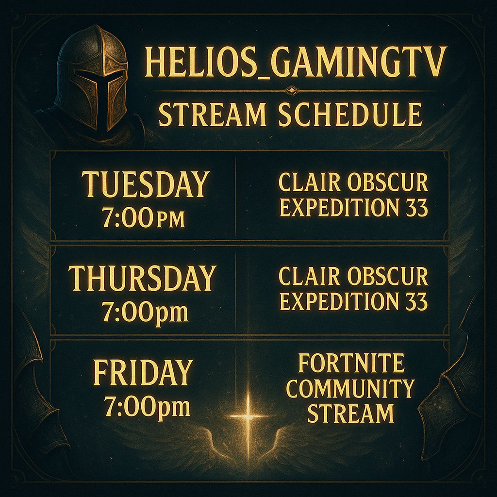 This weeks #twitch Schedule!
#ClairObscurExpedition33 #streamerlife #GamingCommunity #pcgaming #ps5