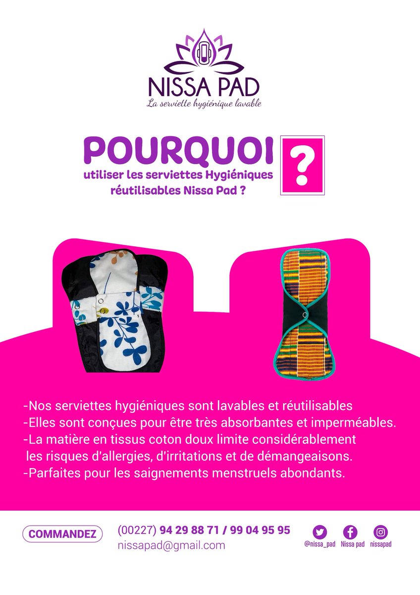 Les Tabous autour des règles posent des défis dans la gestion de la santé menstruelle des filles. La plupart des jeunes filles sont souvent prises par surprise lorsqu'elles ont leurs premières règles et ne savent pas quoi faire. voici alors pourquoi utiliser nos serviettes 👇🏼