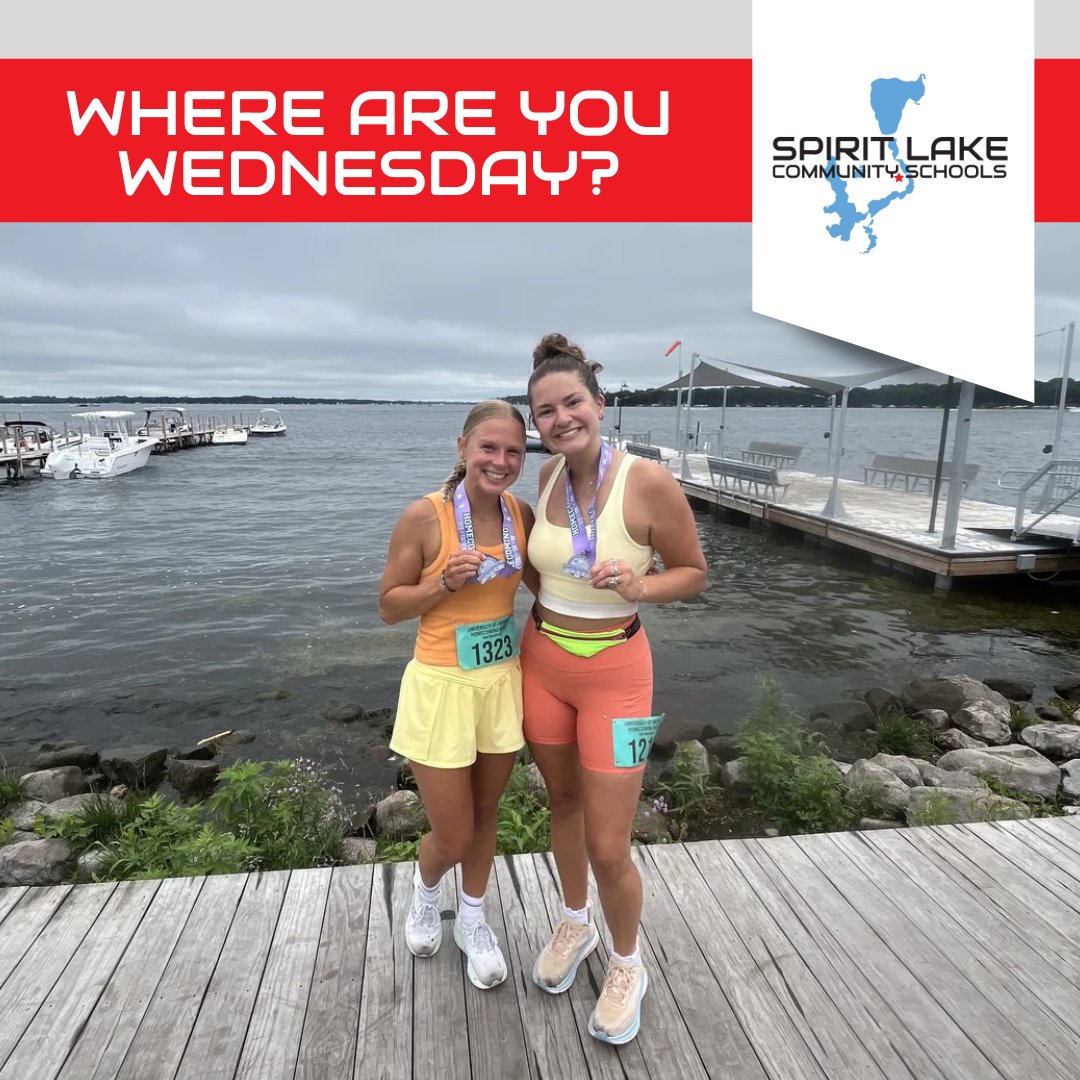 SpiritLakeIA's tweet image. #WhereAreYouWednesday 🏃‍♂️⤵️
What a summer accomplishment! Shoutout to elementary teachers, Ms. McDermott and Ms. Vierkant for conquering the Okoboji Homecoming Half Marathon.
Way to go, ladies! 🏆