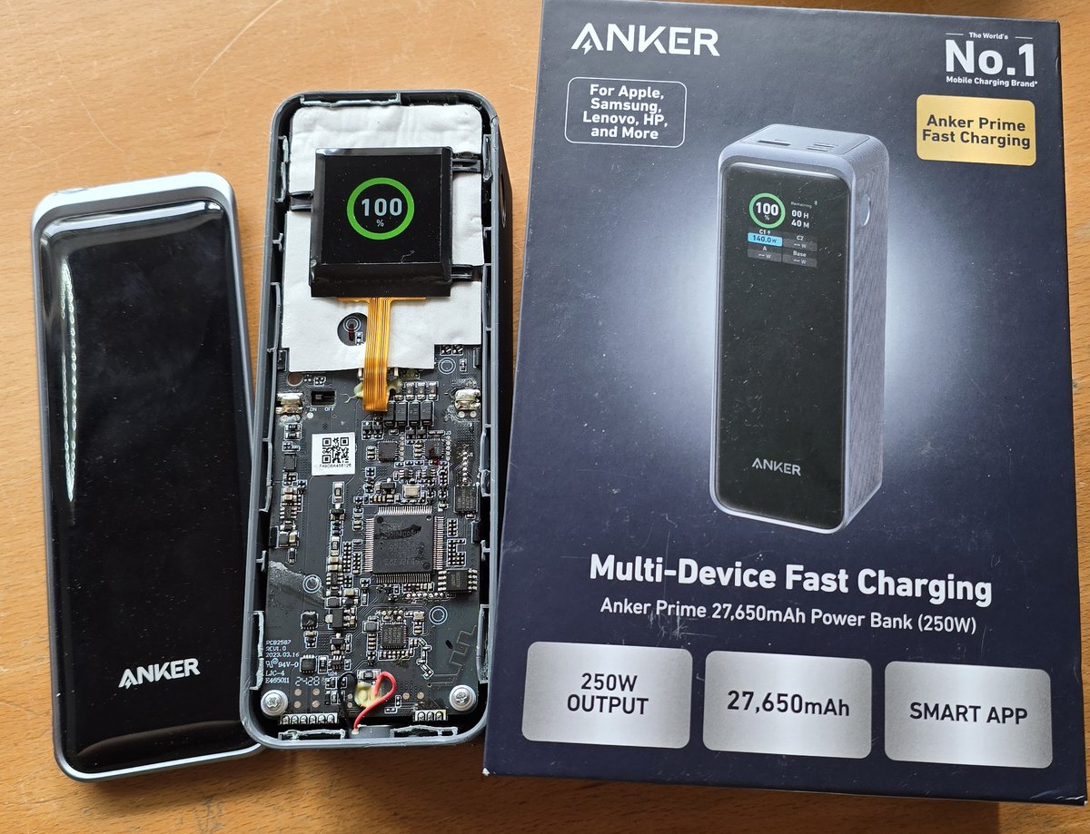 atc1441's tweet image. Fun fact 50% of the (Latest)Firmware in the
BLE Enabled Power Bank Anker Prime 27650mAh
is just to for OTA checking and encryption...
Fw version prior to 1.6.2 do not verify OTA at all so better update😅
Did take a look inside and reverse engineered it
github.com/atc1441/Anker_…