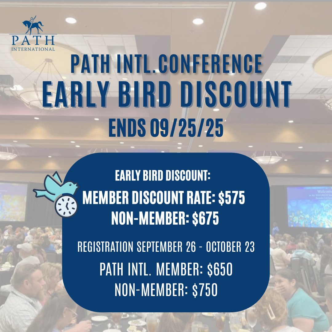 Register now for the 2025 PATH Intl. Conference in Denver, CO to take advantage of early bird pricing! This limited time offer is only open through September 25th. Register here: loom.ly/CTnZz_w.