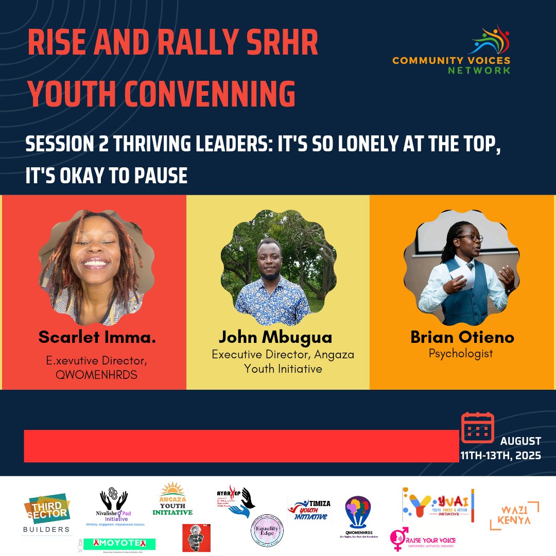 Happening Now!

It's so lonely at the top, it's okay to pause!

This session aims to provide a safe space for youth leaders and support their resilience.
#RiseandRally #CommunityVoices #BongaWellness 
<a href="/one2oneKE/">#BongaNaOne2One</a> <a href="/WaziKenya/">Wazi Kenya</a> <a href="/ChiromoHospGrp/">Chiromo Hospital Group</a> <a href="/csayosays/">Christine Sayo</a>