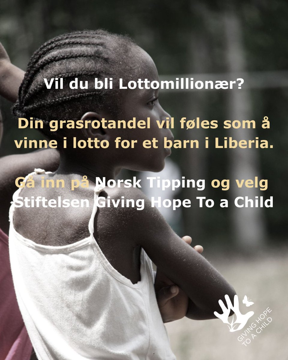 GivingChild's tweet image. VINN VINN! 
#givinghope#ghtac#Utdanningforalle#Liberia#Grasrot#Tipping#Idrett#BarnHjelp
wix.to/fPsHzzC