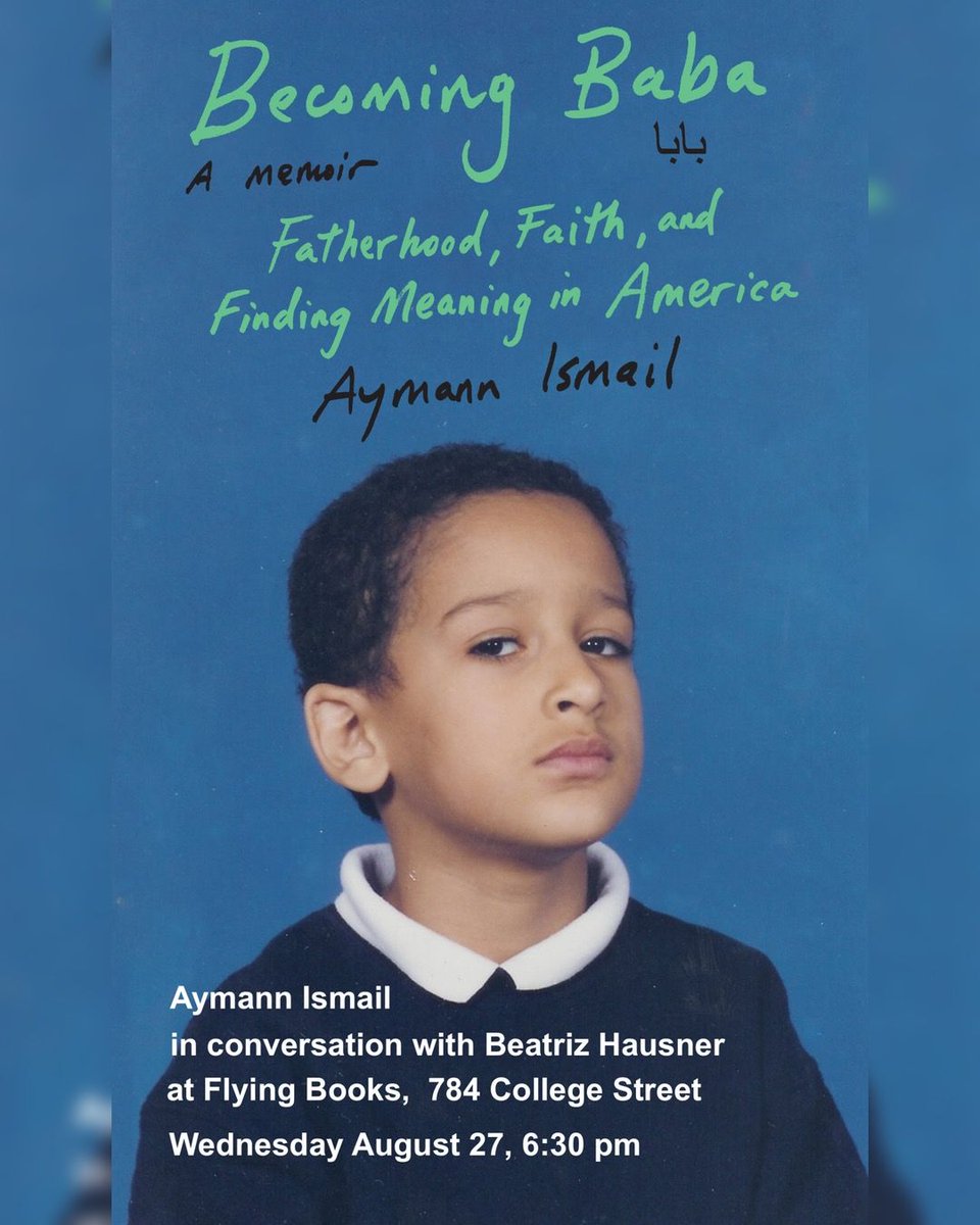 Toronto!!! 🇨🇦🇨🇦🇨🇦
Excited to bring Becoming Baba to <a href="/flyingbooks_to/">Flying Books</a> on Wednesday Aug 27!
I’ll be in conversation about identity and family with the VERY talented @beatrizhausner.

See you there! RSVP link in bio