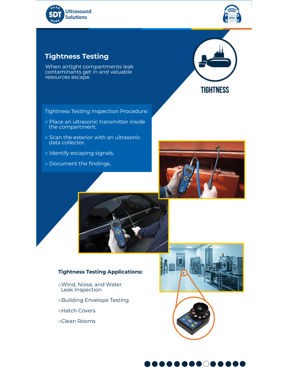 Find Leaks. Verify Seals. Avoid Costly Surprises.
#Ultrasonic #TightnessTesting is a fast, simple way to confirm whether a sealed volume is truly sealed. Whether it’s a hatch, tank, container, cleanroom, or vehicle door, ultrasound helps you find the exact source of the leak.