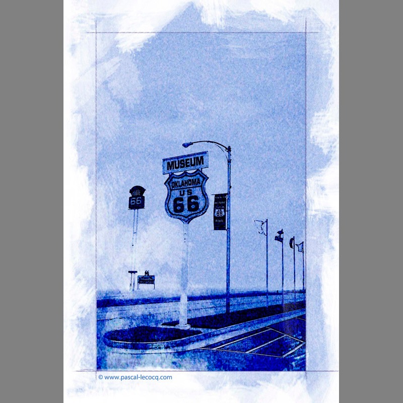 bluepainter's tweet photo. 🛣️💙 Cruise the cyanotype highway with CALEPINAGE, CLINTON 66, 050930, a one-of-a-kind cyanotype impression from a watercolor by Pascal Lecocq, The Painter of Blue ®! Crafted in 2017 (Catalogue No: lec961g_cy), this striking 19"x13" piece transforms iconic Route 66 signage into… https://t.co/cpZQi9ixOz