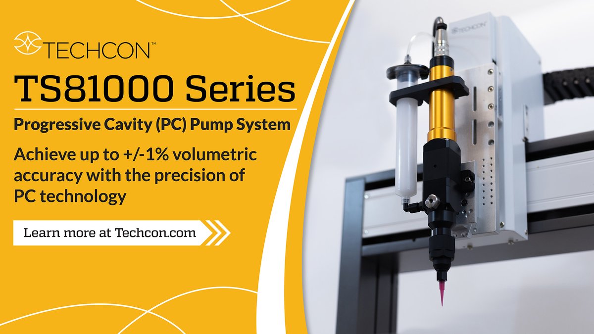 techconsystems's tweet image. Techcon TS8100 Series #PCPump is used for touch screen adhesion 📱, OLED encapsulation 🖥️, lubricating automotive parts 🚙 and much more. How would #Dispensing accuracy of +/- 1% benefit your operation? Learn more: hubs.ly/Q03C2fVG0
#TechconSolutions #ProgressiveCavity