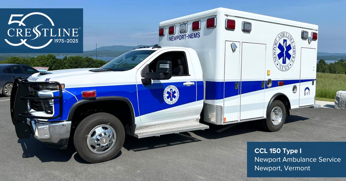 🚑 Shoutout to Newport Ambulance Service in VT on adding another CCL 150 Type I to their fleet! Delivered by Robert Gleason of North Eastern Rescue Vehicles, our trusted dealer for NY &amp; VT! More at crestlineambulances.com/us/deliveries/…  #Ambulance #EMS