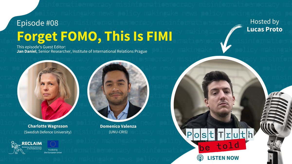 🎙️ Out now! Episode 8 of the RECLAIM podcast, "Forget FOMO, This is FIMI"

🔊 Listen now as we explore how the EU's emerging FIMI (Foreign Information Manipulation and Interference) framework shifts the focus from truthfulness to intent in combating foreign influence, raising