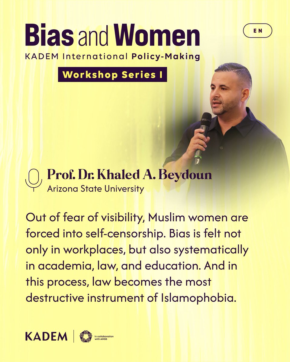✍🏻 Önyargı ve Kadın Çalıştayımıza katılan Arizona State Üniversitesi’nden Prof. Dr. Khaled Beydoun’un konuşmasından öne çıkanlar…
#BiasandWomen