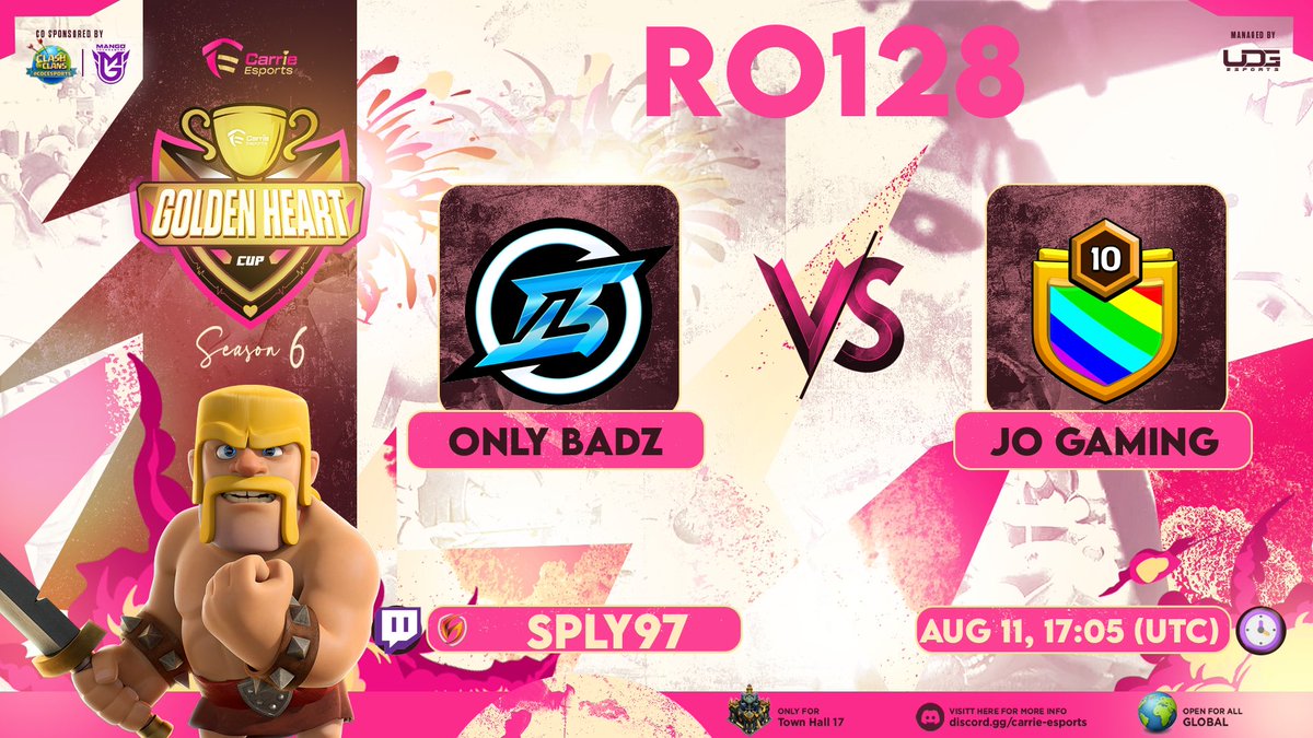 🔴 LUNES

😎 Seguimos sin parar, guerra para iniciar la semana

🏆 GHC Qualifier 2 - Ro128

⚔️ Only Badz 🆚 JO Esports

💪 Os espero luego!

19:00 🇪🇸 11:00 🇲🇽 14:00 🇦🇷
twitch.tv/sply97