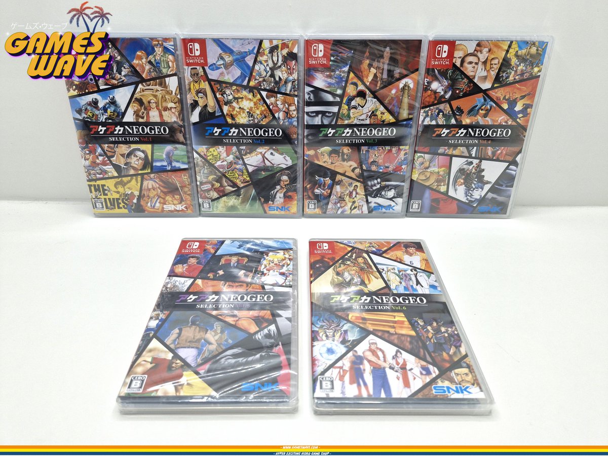 Dans les nouveautés du jour⤵️
▶️ACA NEOGEO Selection Vol. 5 &amp; 6.
Actuellement, tous les ACA NEOGEO sont disponibles. VOL 1/2/3/4/5/6🥳
DISPO⤵️
gameswave.com/list.php?grp=G…

▶️Prochainement, les précommandes ACA NEOGEO Selection Vol. 7 &amp; 8.
Stay tuned.

#SNK #NEOGEO #Nintendo #Switch