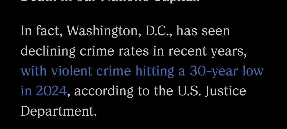 Only NPR is pointing out that crime in dc is at a 30 year low.  Instead news outlets keeps covering invented crisis like they are real