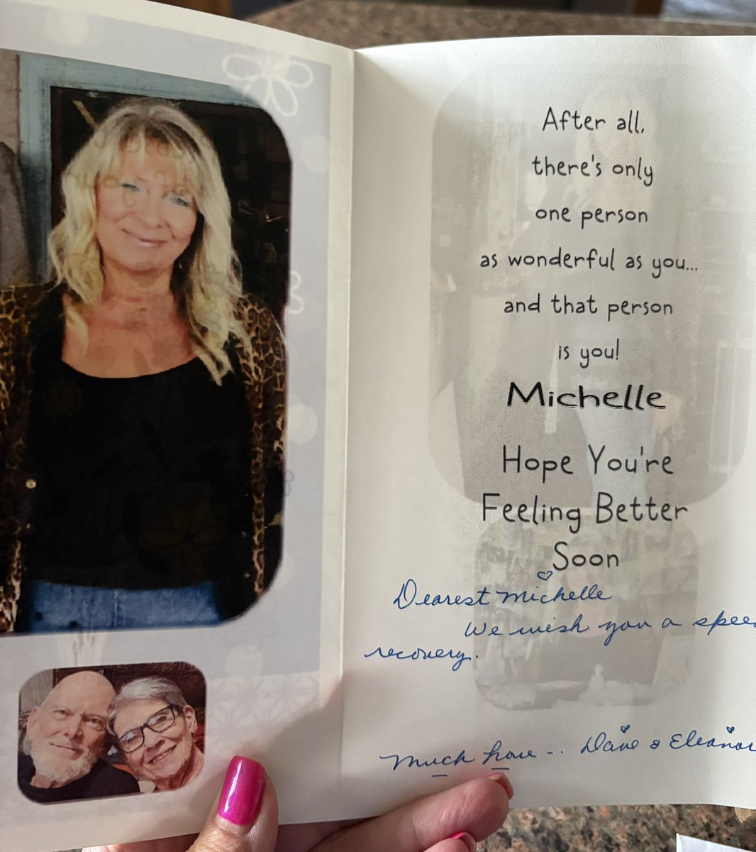 Opening my mail-Very dear friends of mine made me a personal “Get Well” card. I always say it’s the little things that are so Big. Made me smile❤️#Blessed