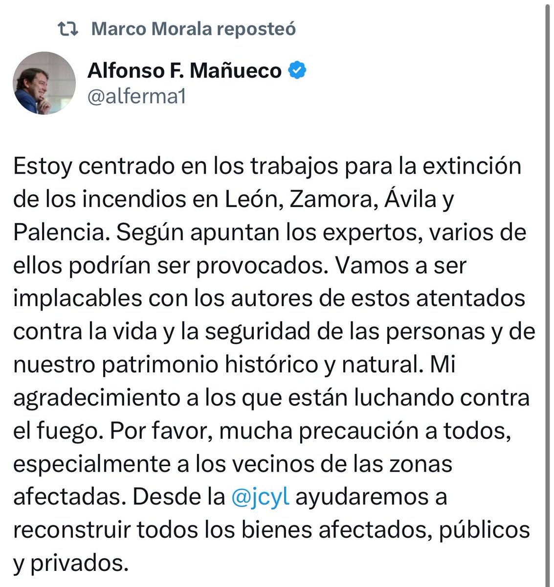 anxo (@angelfm01) on Twitter photo El Bierzo ardiendo y Mañueco sigue tumbado en Cádiz de vacaciones
En lugar de exigir su presencia y soluciones inmediatas, <a href="/MoralaMarco/">Marco Morala</a> se dedica a tapar la vergüenza de su jefe
La ceniza cubre nuestros pueblos mientras ellos piensan en su sillón
Vergüenza y abandono total El Bierzo ardiendo y Mañueco sigue tumbado en Cádiz de vacaciones
En lugar de exigir su presencia y soluciones inmediatas, <a href="/MoralaMarco/">Marco Morala</a> se dedica a tapar la vergüenza de su jefe
La ceniza cubre nuestros pueblos mientras ellos piensan en su sillón
Vergüenza y abandono total